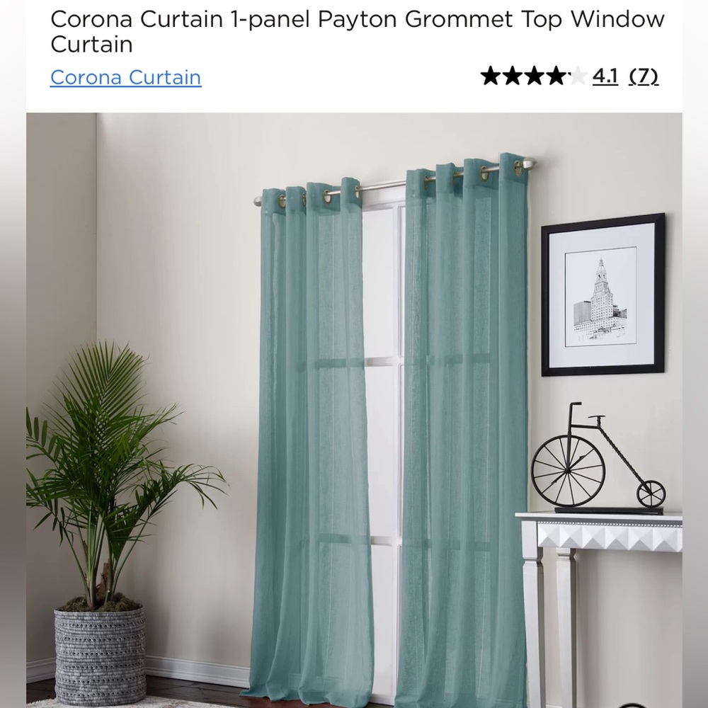 (2) Panels, Turquoise sheer gauzy curtains